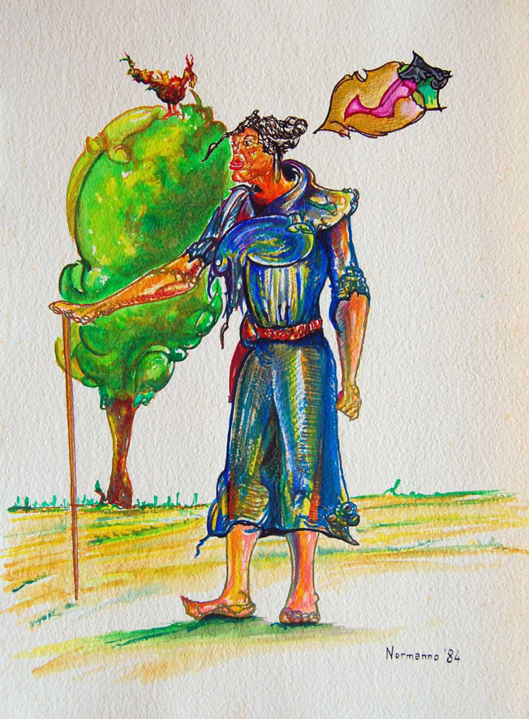 Studio per il dio mendicante, tecnica mista su carta, 1984